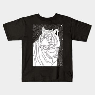 Tiger in the jungle (Black and white) Kids T-Shirt
